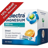 Produktbild von Biolectra Magnesium 300 mg Direct Sticks Orange vegan zuckerfrei laktosefrei glutenfrei für Sportler und Frauen