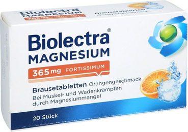 Biolectra Magnesium 365 mg fortissimum Brausetabletten Orange vegan zuckerfrei glutenfrei 20 Stück – Bild 1 von 3
