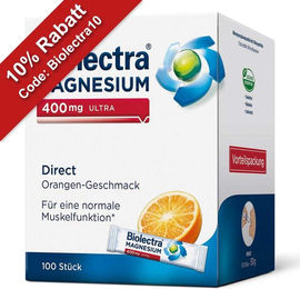 Biolectra Magnesium 400 mg Ultra Direct Sticks Orange vegan zuckerfrei laktosefrei glutenfrei 100 Stück – Bild 1 von 2