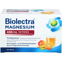 Biolectra Magnesium 486 mg Intens Trinkpulver Orange-Mango vegan glutenfrei laktosefrei 20 Stück – Bild 1 von 4