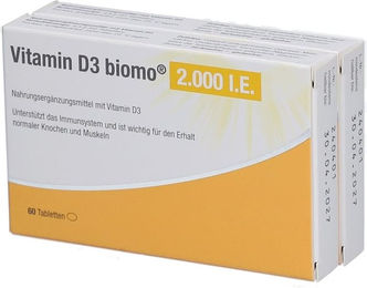 biomo pharma Vitamin D3 2000 IE Tabletten laktosefrei und glutenfrei 120 Stück – Bild 1 von 1