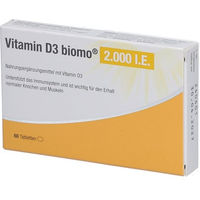 Produktbild von Biomo Pharma Vitamin D3 2000 IE Tabletten laktosefrei und glutenfrei für Erwachsene und Kinder 60 Stück