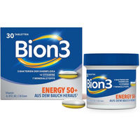 Produktbild von Bion3 Energy 50+ Tabletten mit Vitamin B12, Vitamin C, Zink, Eisen und Bakterienkulturen für Senioren, 30 Stück