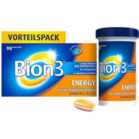 Produktbild von Bion3 Energy Tabletten mit Vitamin B12, Vitamin C, Magnesium und Bakterienkulturen für Erwachsene, 90 Stück