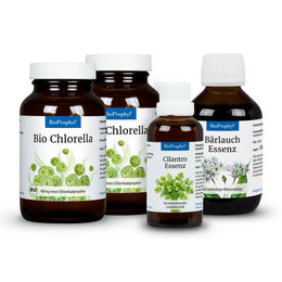 BioProphyl Ausleitung Abschlusspaket mit Chlorella 500 Presslingen, Bärlauch-Essenz und Cilantro-Essenz ohne Zusatzstoffe – Bild 1 von 4