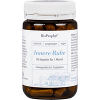 Produktbild von BioProphyl Innere Ruhe Kapseln mit Ashwagandha, Baldrian, Hopfen, Lavendel, L-Tryptophan und B-Vitaminen vegan