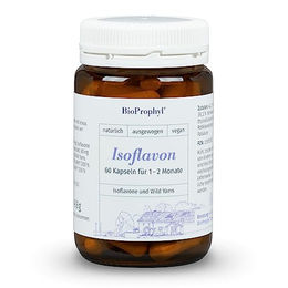 BioProphyl Isoflavon 300 Wild Yams mit 150 mg Isoflavonen aus Soja- und Rotklee Extrakt, 60 mg Wild Yams, Vitamin D und Folsäure, 60 vegetarische Kapseln, zuckerfrei, glutenfrei und ohne Zusatzstoffe – Bild 1 von 2
