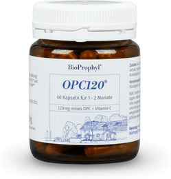 BioProphyl OPC120 plus Acerola - 120 mg OPC aus 300 mg Traubenkernextrakt mit Vitamin C - 60 vegane Kapseln ohne Zusatzstoffe – Bild 1 von 3