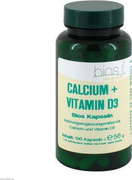 Bios Naturprodukte Calcium Citrat und Vitamin D3 Kapseln, 100 Stück, glutenfrei, laktosefrei und hefefrei – Bild 1 von 3