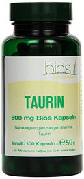 Bios Naturprodukte Taurin 500 mg Kapseln 100 Stück glutenfrei und laktosefrei – Bild 1 von 2