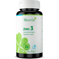 Produktbild von Biostile Zinc Kapseln mit 3 Zinkformen aus Bisglycinat, Gluconat und Citrat vegan 30 Stück