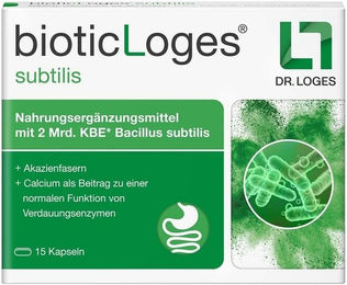 bioticLoges subtilis Kapseln mit Bacillus subtilis, Akazienfasern und Calcium 15 Stück – Bild 1 von 2