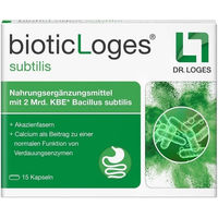 Produktbild von bioticLoges subtilis Kapseln mit Bacillus subtilis, Akazienfasern und Calcium 15 Stück