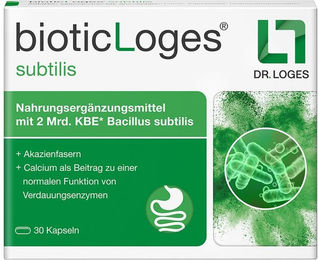 bioticLoges subtilis Kapseln mit Bacillus subtilis, Akazienfasern und Calcium 30 Stück – Bild 1 von 2