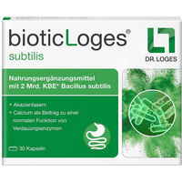 Produktbild von bioticLoges subtilis Kapseln mit Bacillus subtilis, Akazienfasern und Calcium 30 Stück