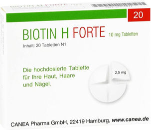 Biotin H forte Pharma Peter GmbH Biotin 10 mg Tabletten 20 Stück – Bild 1 von 1