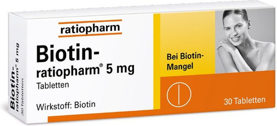 Biotin ratiopharm 5 mg Tabletten laktosearm 30 Stück – Bild 1 von 1