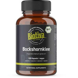 Biotiva Bockshornklee-Samen Bio 150 Kapseln mit 600 mg Bockshornkleesamen-Pulver vegan – Bild 1 von 3