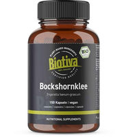 Produktbild von Biotiva Bockshornklee-Samen Bio 150 Kapseln mit 600 mg Bockshornkleesamen-Pulver vegan