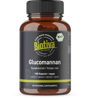Produktbild von Biotiva Glucomannan Bio Kapseln mit Konjak-Wurzel 150 Stück vegan und hochdosiert