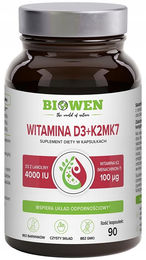 Biowen Vitamin D3 + K2 Kapseln 90 Stück glutenfrei laktosefrei ohne Zusatzstoffe – Bild 1 von 1