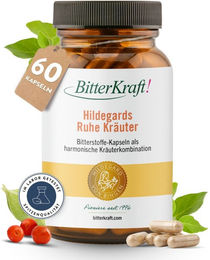 BitterKraft Hildegards Ruhe-Kräuter 120 Kapseln mit Bio Ashwagandha, Rosenwurz-Extrakt, B2, B6 und B12 vegan und ohne Zusatzstoffe – Bild 1 von 4