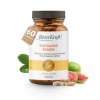 Produktbild von BitterKraft Stoffwechsel Komplex 90 Kapseln mit Cholin, Bitterstoffen und Vitaminen, vegan und ohne Zusatzstoffe
