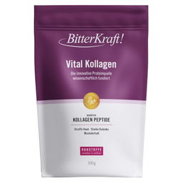 BitterKraft Vital Kollagen Pulver 300g mit Kollagenhydrolysat Rind, Inulin und Vitamin C, zuckerfrei und ohne Zusatzstoffe – Bild 1 von 4