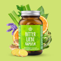Produktbild von BitterLiebe Bitterstoffe Kapseln mit Bitterkräutern, Mariendistel, Löwenzahn und Artischocke vegan 180 Kapseln