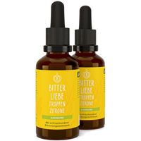 Produktbild von BitterLiebe Bittertropfen Zitrone mit Kräuter-Komplex und Zink, alkoholfrei und vegan, 100 ml
