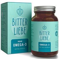 Produktbild von BitterLiebe Omega 3 vegan Kapseln mit Algenöl hochdosiert ohne Zusatzstoffe