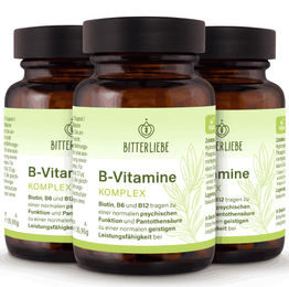 BitterLiebe Vitamin B Komplex hochdosiert mit 5-MTHF Folat und Methylcobalamin vegan 180 Kapseln – Bild 1 von 3