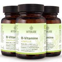 Produktbild von BitterLiebe Vitamin B Komplex hochdosiert mit 5-MTHF Folat und Methylcobalamin vegan 180 Kapseln