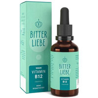 Produktbild von BitterLiebe Vitamin B12 Tropfen hochdosiert mit Methylcobalamin und Adenosylcobalamin vegan ohne Zusatzstoffe