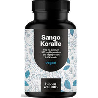 Produktbild von Bloom Naturals Algenkalk Sango Kapseln vegan ohne Zusatzstoffe 240 Kapseln