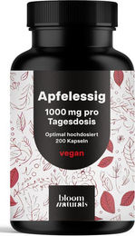 Bloom Naturals Apfelessig Kapseln Vegan ohne Zusatzstoffe 200 Stück – Bild 1 von 1