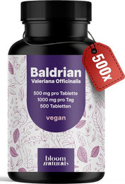 Bloom Naturals Baldrian hochdosiert vegan 500 Tabletten – Bild 1 von 1