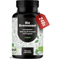 Produktbild von Bloom Naturals Bio Brennnessel Kapseln vegan hochdosiert 240 Kapseln