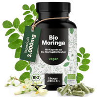 Produktbild von Bloom Naturals Bio Moringa Kapseln hochdosiert mit 3000 mg Tagesdosis vegan 180 Stück