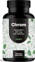 Bloom Naturals Chrom Picolinat Tabletten vegan ohne Zusatzstoffe 200 mcg 80 Stück – Bild 1 von 1