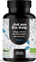 Bloom Naturals Jod aus Bio Kelp Braunalge 200 µg Tabletten 365 Stück vegan vegetarisch – Bild 1 von 1