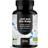 Produktbild von Bloom Naturals Jod aus Bio Kelp Braunalge 200 µg Tabletten 365 Stück vegan vegetarisch