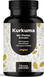 Bloom Naturals Kurkuma Extrakt Hochdosiert Vegan 400 Kapseln – Bild 1 von 1