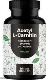 Bloom Naturals L-Carnitin Kapseln vegan ohne Zusatzstoffe 250 Stück – Bild 1 von 1