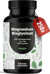 Bloom Naturals Magnesium Bisglycinat 362 mg vegan Kapseln für Sportler 250 Stück – Bild 1 von 1