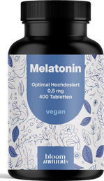 Bloom Naturals Melatonin Tabletten 0,5 mg vegan glutenfrei laktosefrei 400 Stück – Bild 1 von 1
