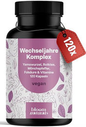 Bloom Naturals Meno Komplex Wechseljahre Kapseln mit Kräuter-Komplex vegan 120 Kapseln – Bild 1 von 3
