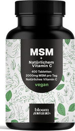 Bloom Naturals MSM hochdosiert 2000 mg Tabletten 400 Stück vegan ohne Zusatzstoffe – Bild 1 von 1