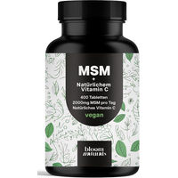Produktbild von Bloom Naturals MSM hochdosiert 2000 mg Tabletten 400 Stück vegan ohne Zusatzstoffe