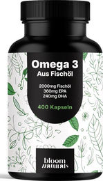 Bloom Naturals Omega 3 Fischöl Kapseln ohne Zusatzstoffe 400 Stück – Bild 1 von 1